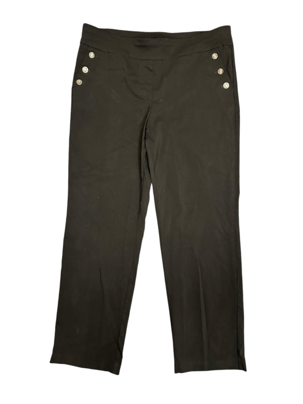 Roz & Ali pull on black sailor pants with button accents Size 16 nautical
